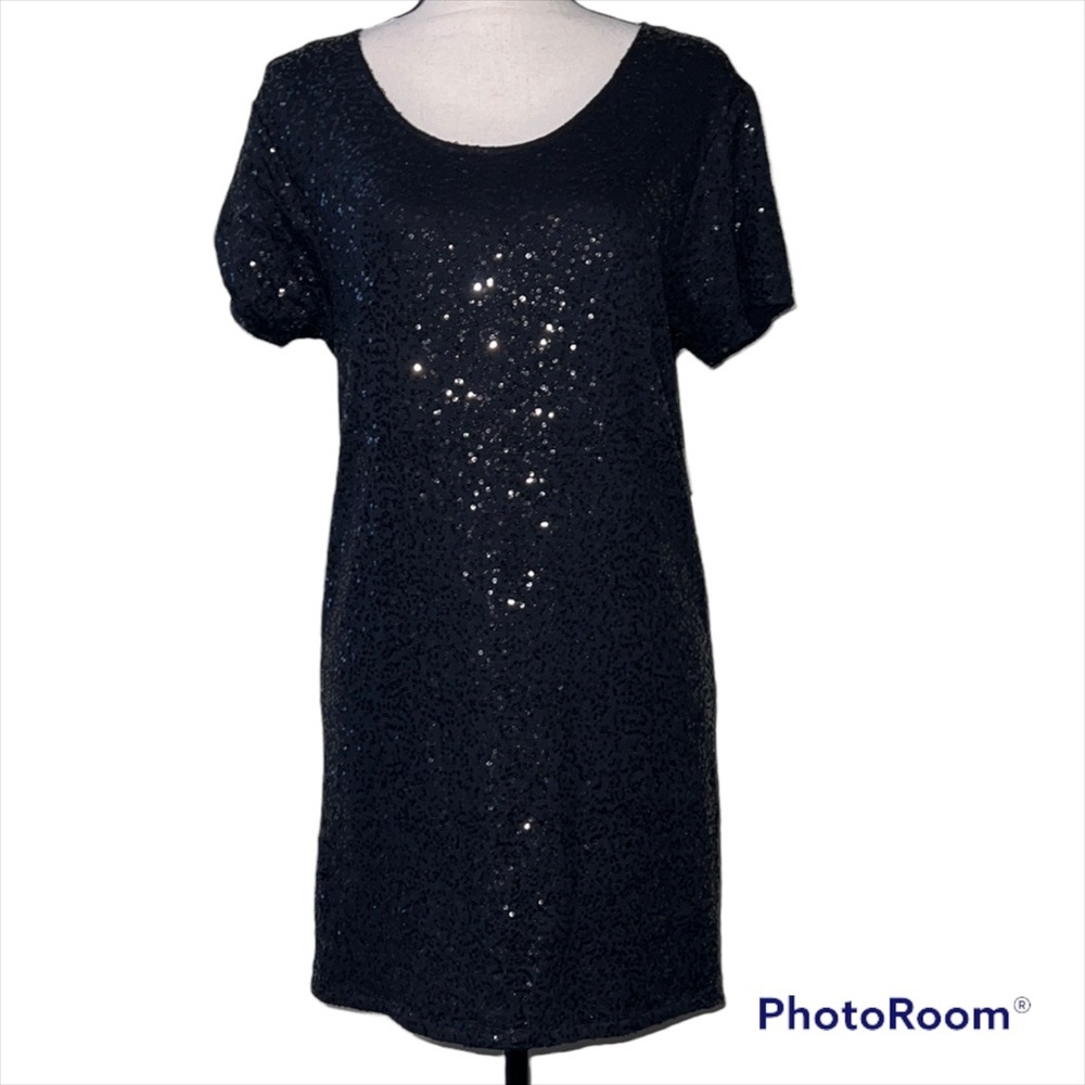 Victoria’s Secret Supermodel Essentials Xs Black Short Sleeve Sequin Mini Dress